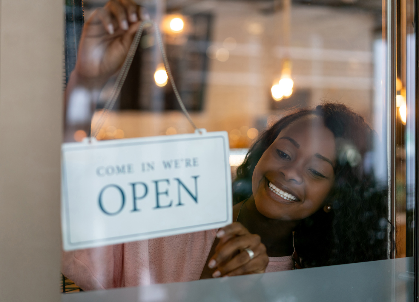 African American woman opening a small business